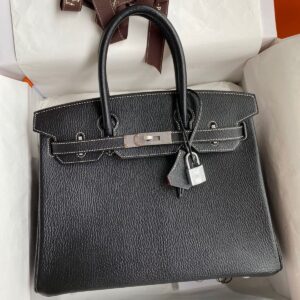 Hermes Birkin Verso 30 Bag in Black and Red Chevre Mysore Leather