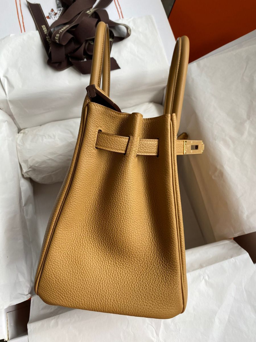 Hermes Birkin 30 Retourne Handmade Bag In Biscuit Clemence Leather - Image 6