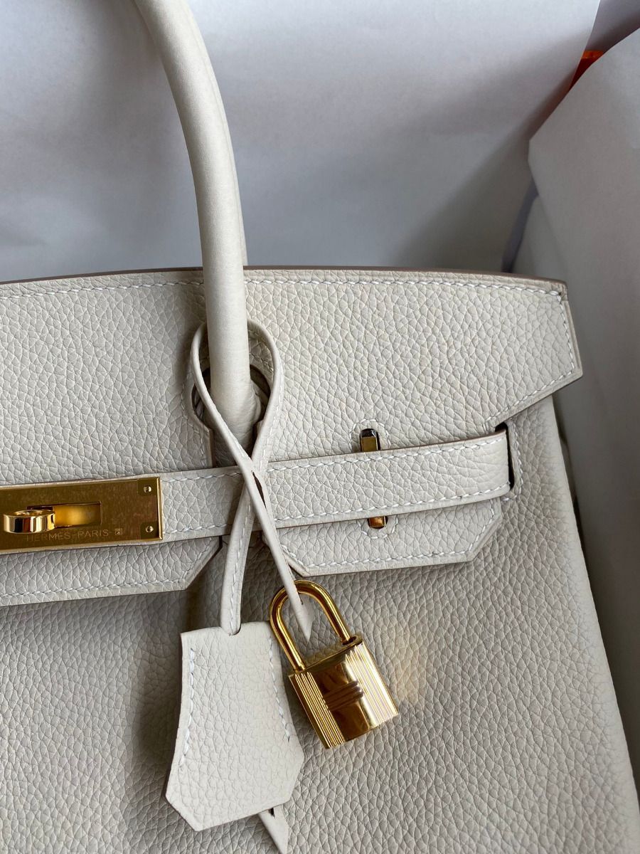 Hermes Birkin 30 Retourne Handmade Bag In Craie Clemence Leather - Image 4