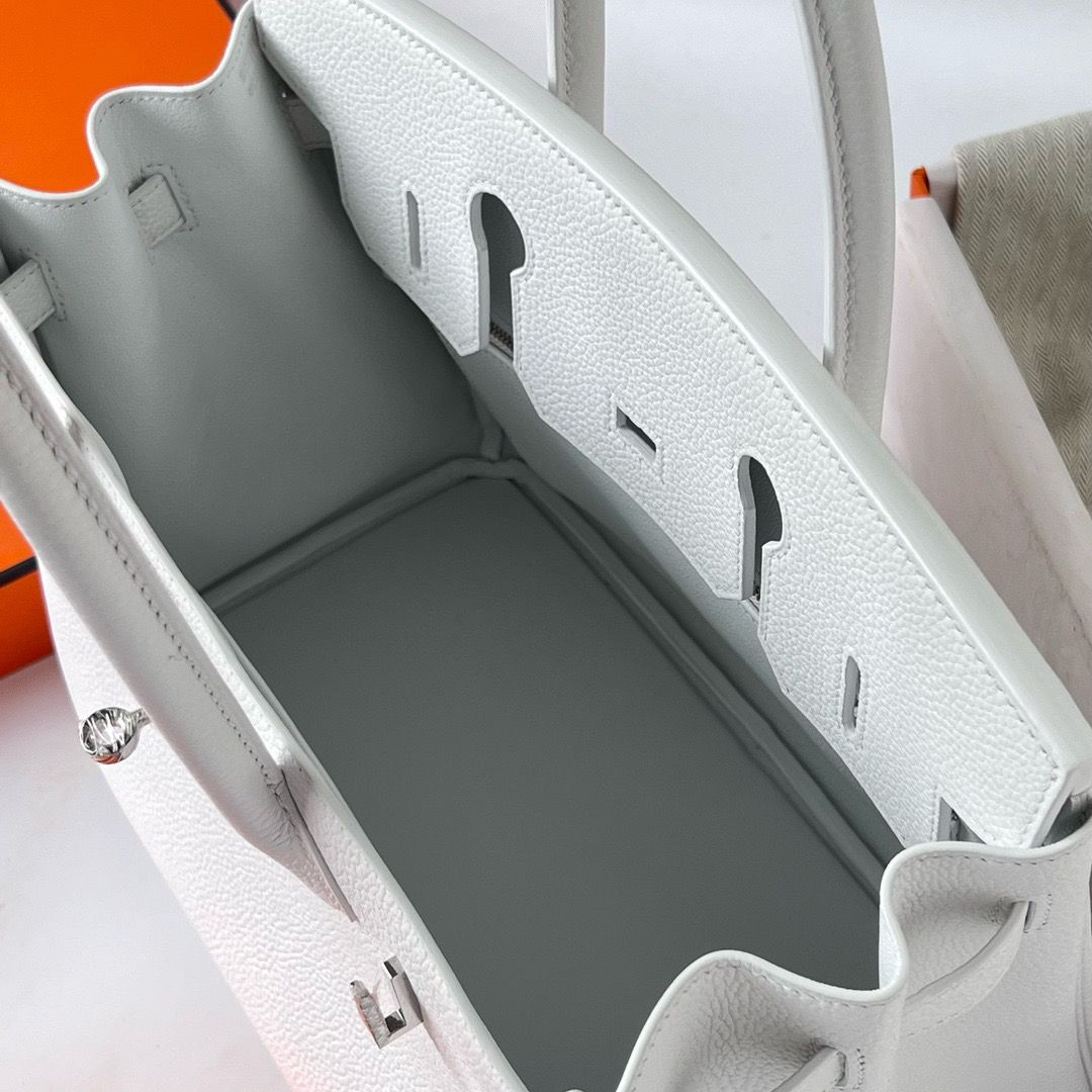 Hermes Birkin 30 Retourne Handmade Bag In White Clemence Leather - Image 6