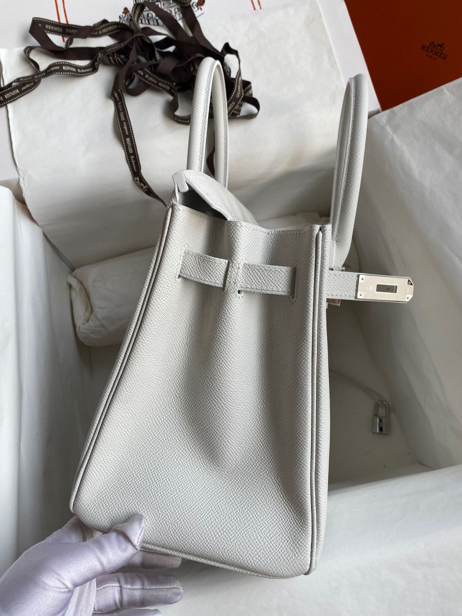Hermes Birkin 30 Retourne Handmade Bag In White Epsom Calfskin - Image 6