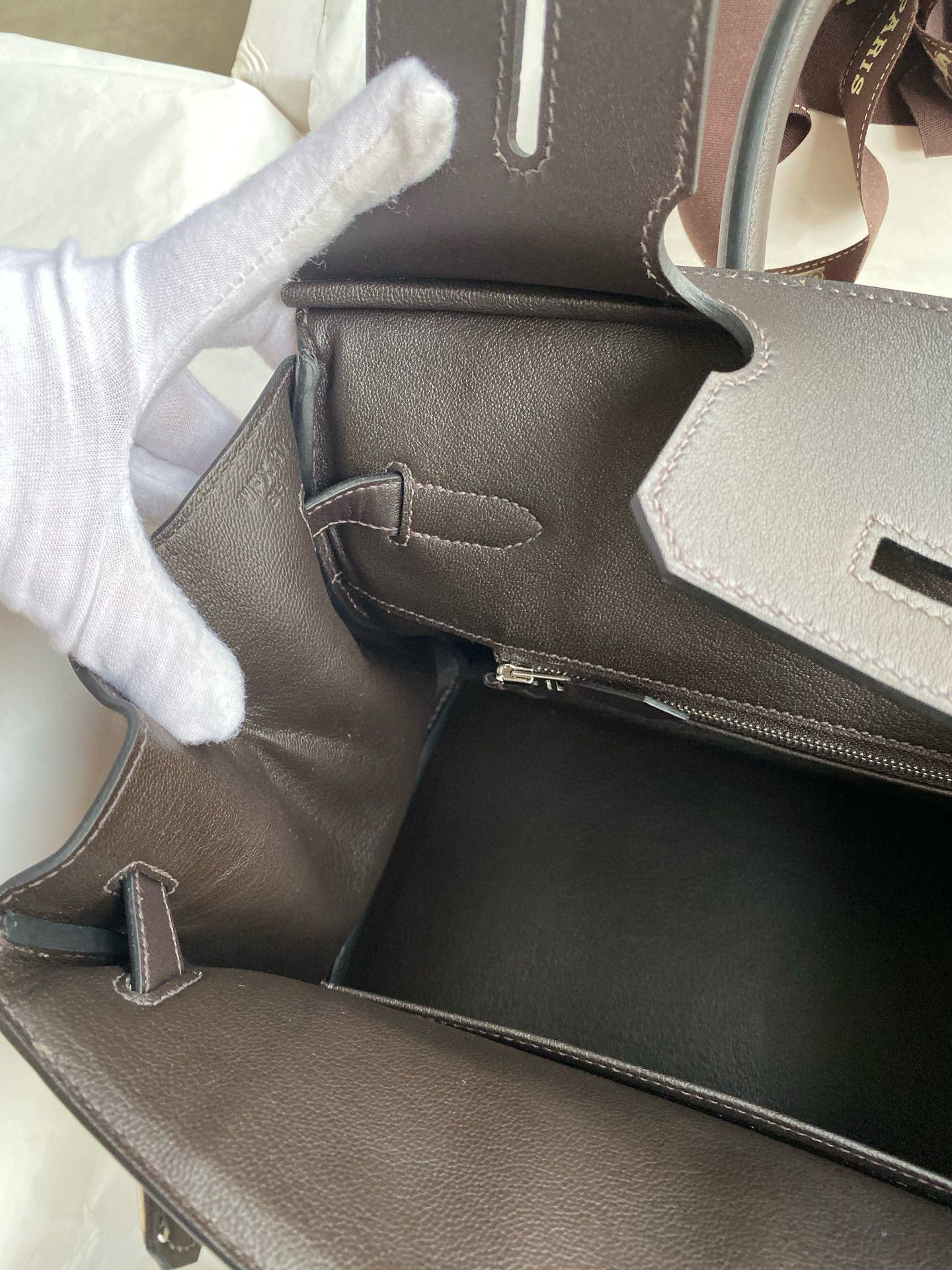 Hermes Birkin 30 Handmade Bag in Toile & Ebene Swift Leather - Image 10