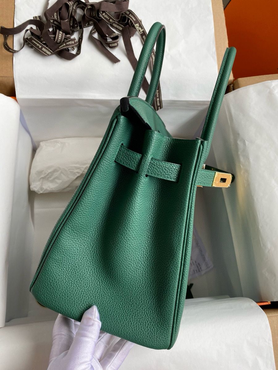 Hermes Birkin 35 Retourne Handmade Bag in Malachite Clemence Leather - Image 6