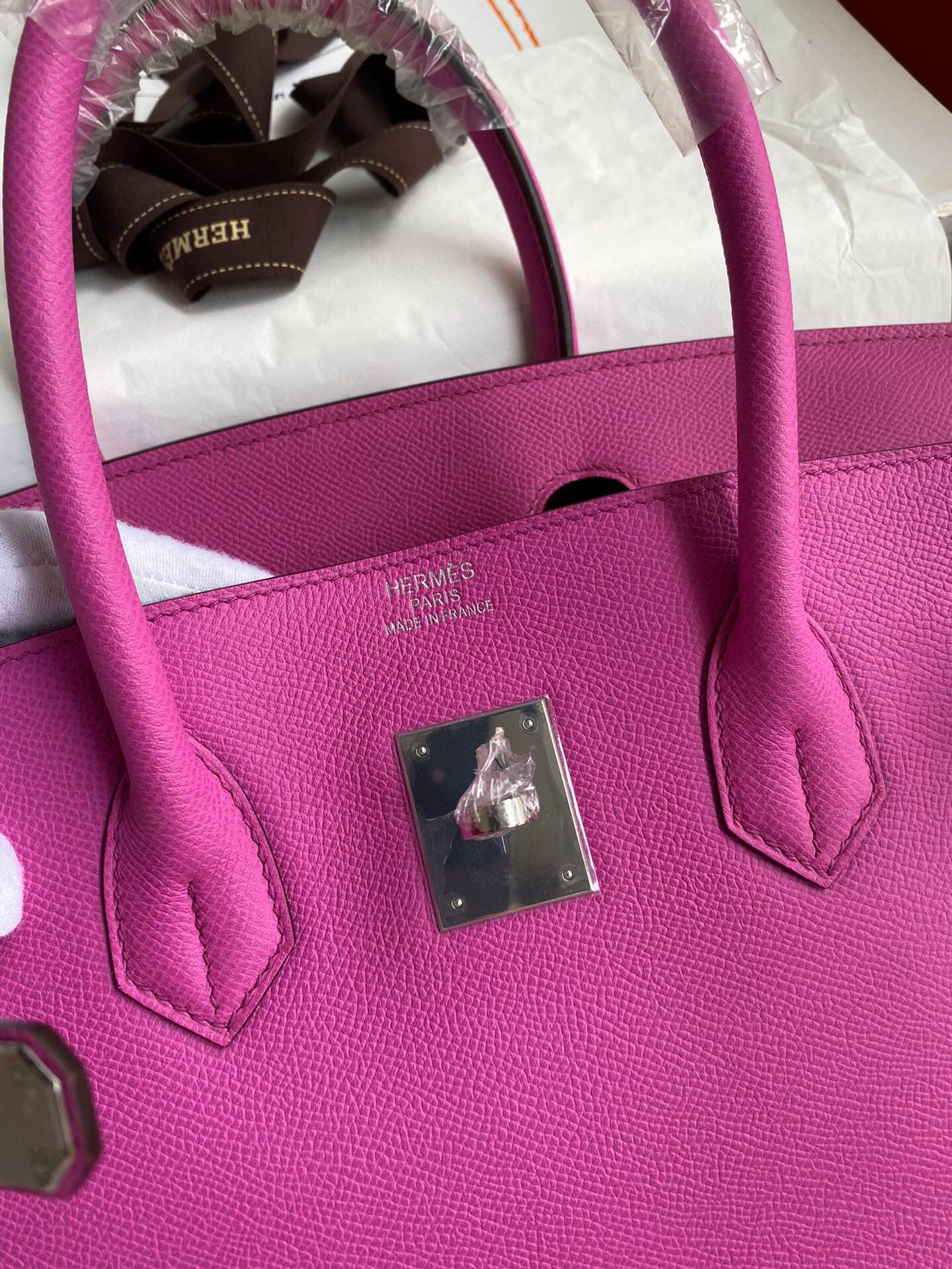 Hermes Birkin 35 Retourne Handmade Bag in Rose Magnolia Epsom Calfskin - Image 7