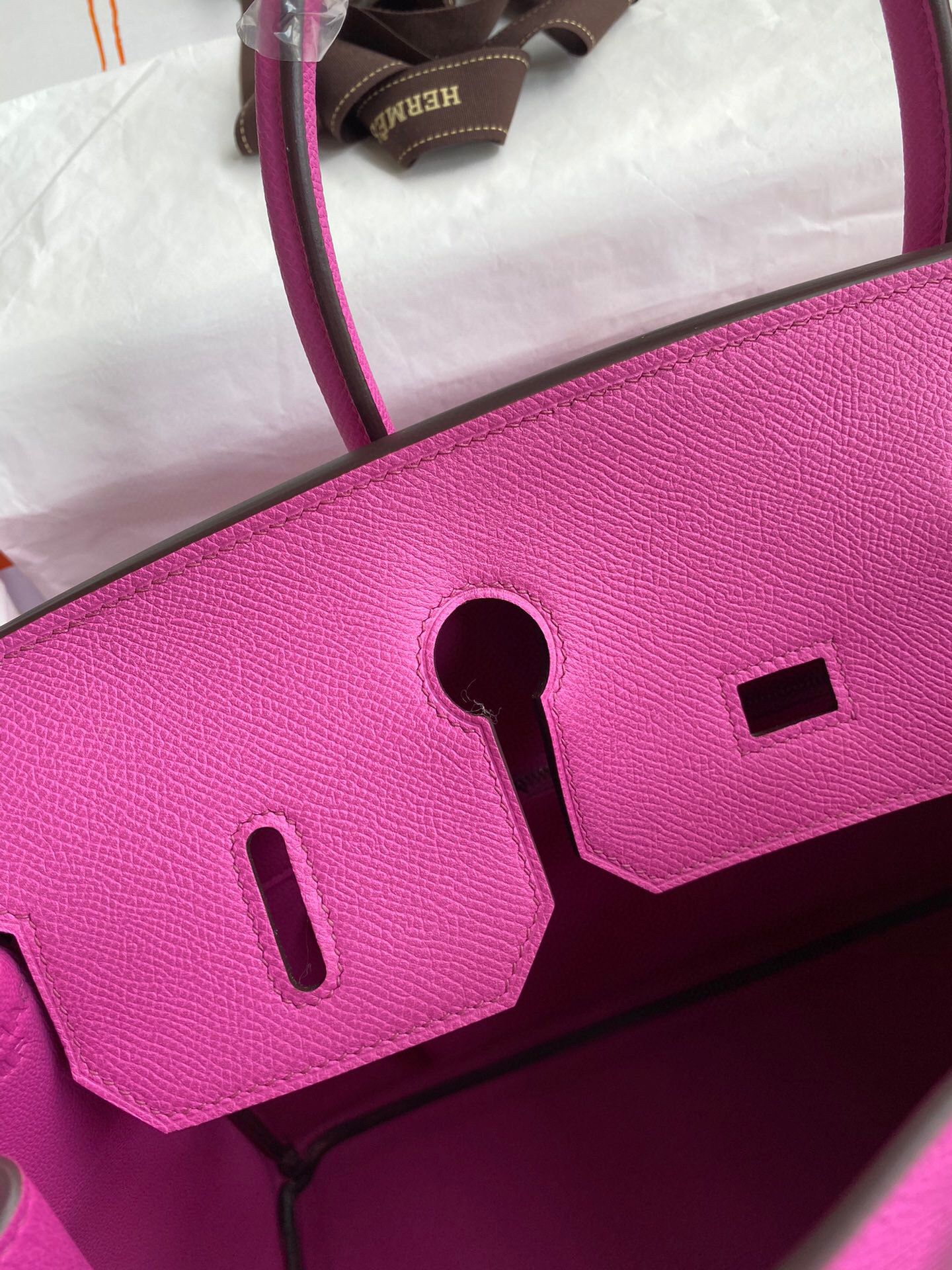 Hermes Birkin 35 Retourne Handmade Bag in Rose Magnolia Epsom Calfskin - Image 9