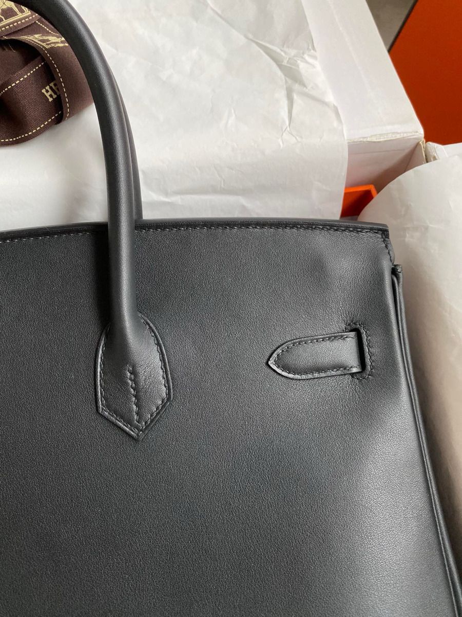Hermes Birkin 35 Retourne Handmade Bag in Black Swift Leather - Image 5