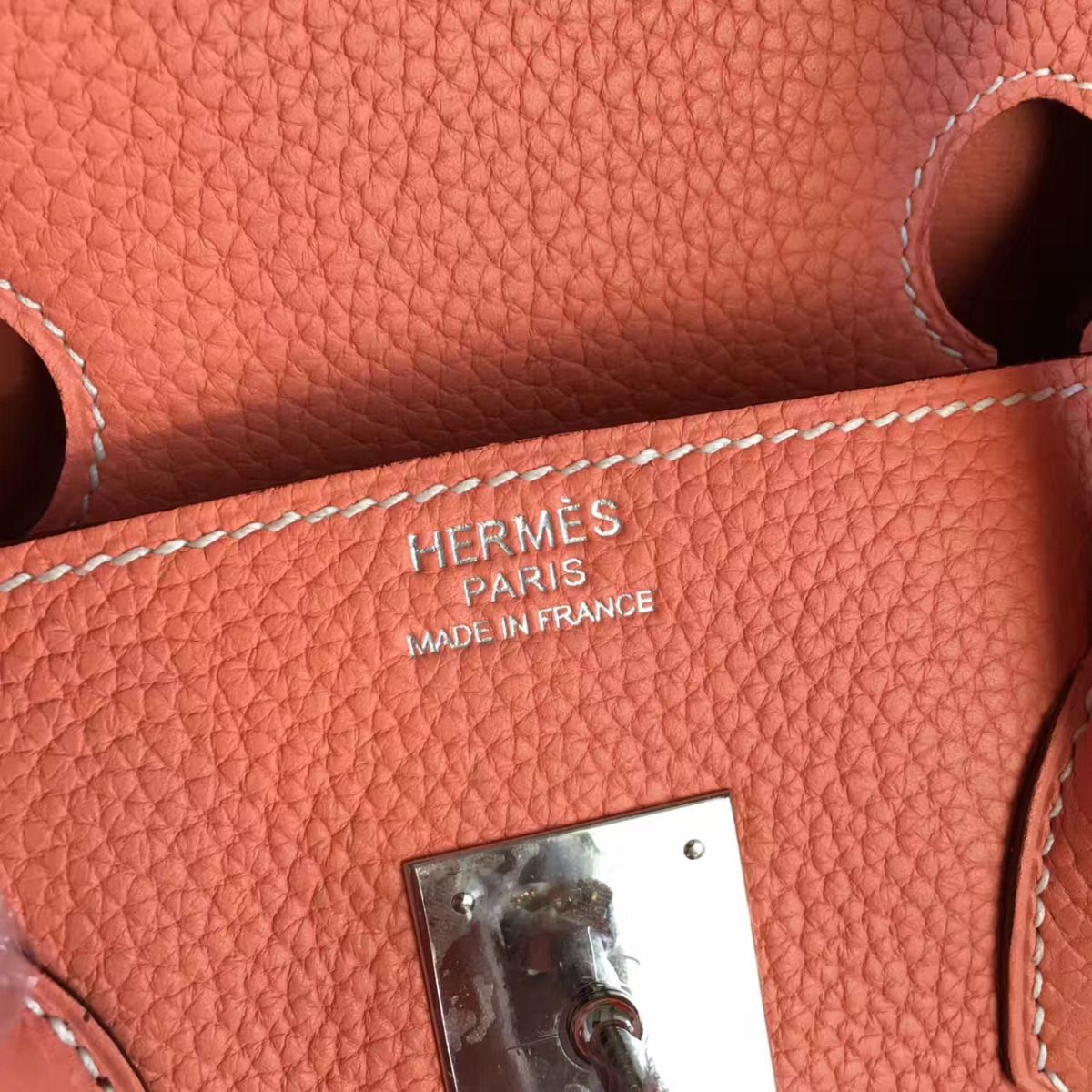 Hermes Birkin 40 Handmade Bag In Crevette Clemence Leather - Image 6