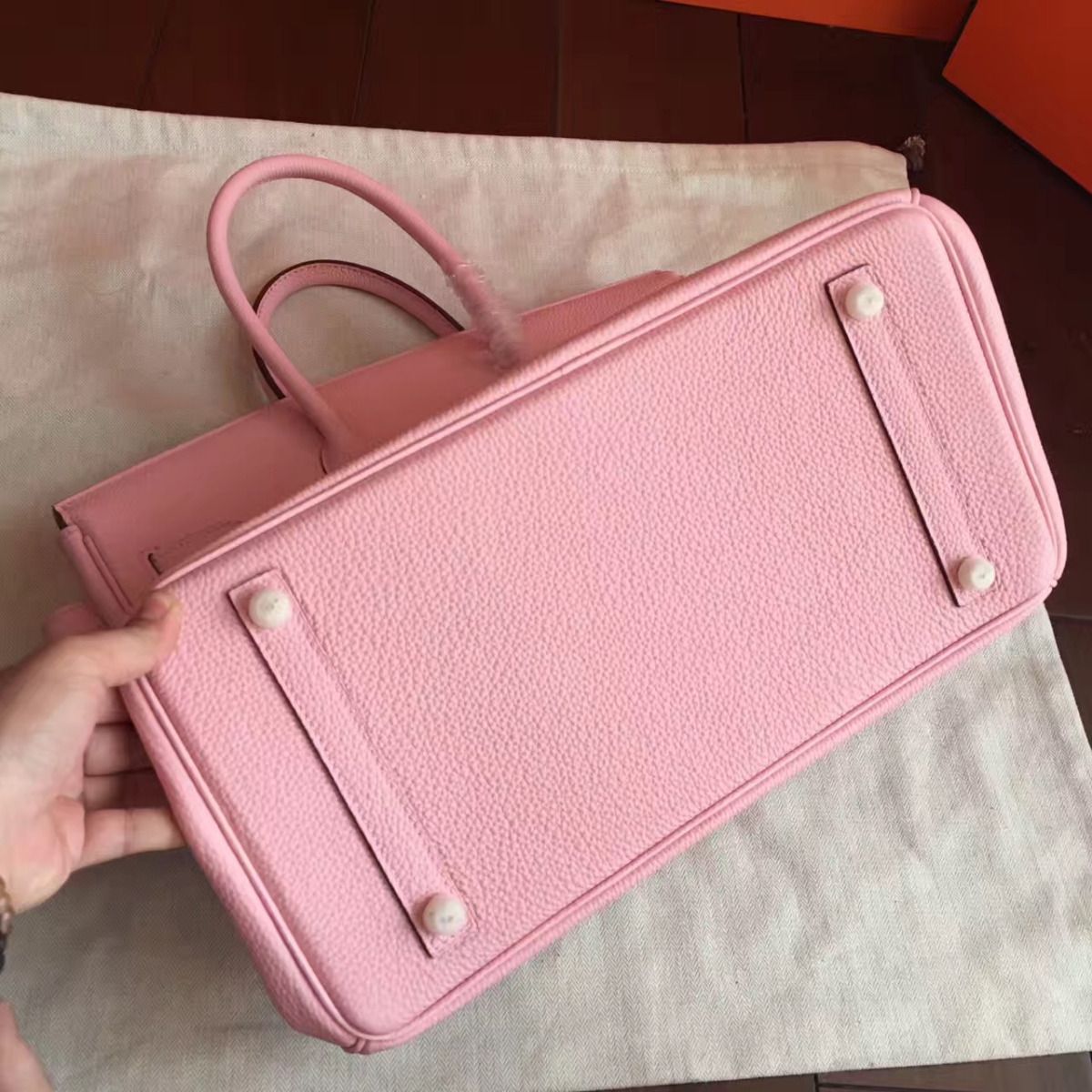 Hermes Birkin 40 Handmade Bag In Pink Clemence Leather - Image 8