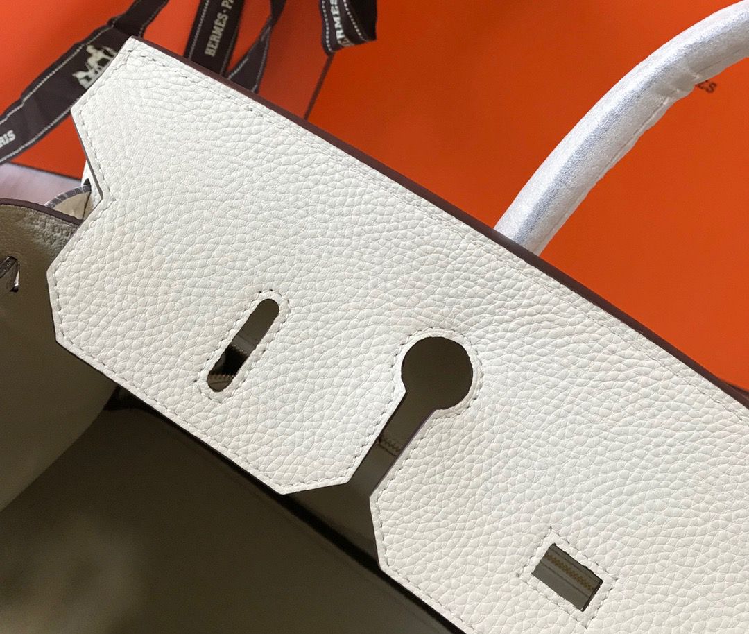 Hermes Birkin 40 Handmade Bag In White Clemence Leather - Image 6