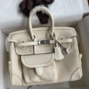 Hermes Birkin Cargo 25 Bag in Craie Toile and Swift Leather