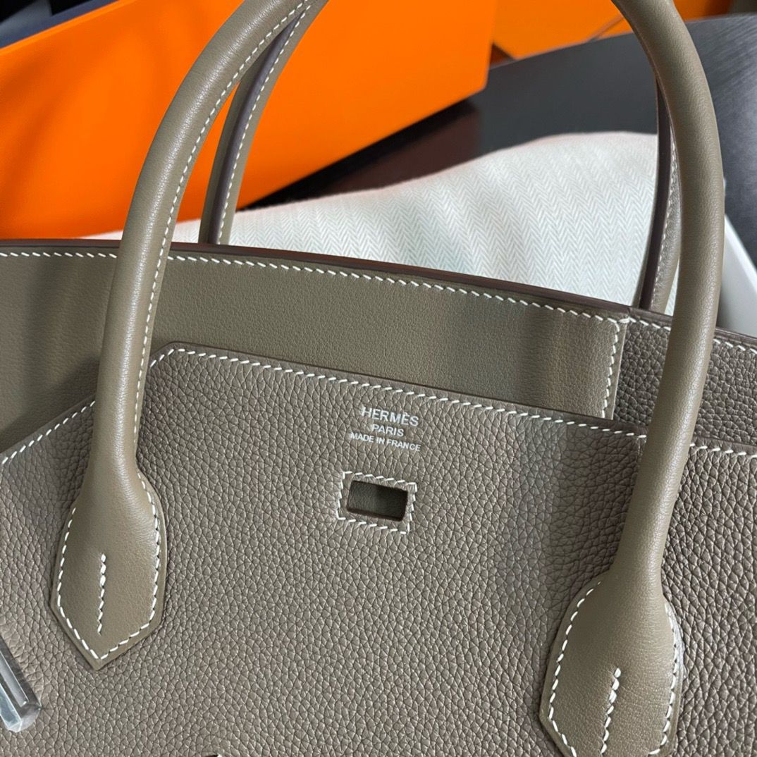 Hermes Birkin 30 en Desordre Bag in Taupe Swift and Clemence Leather - Image 8