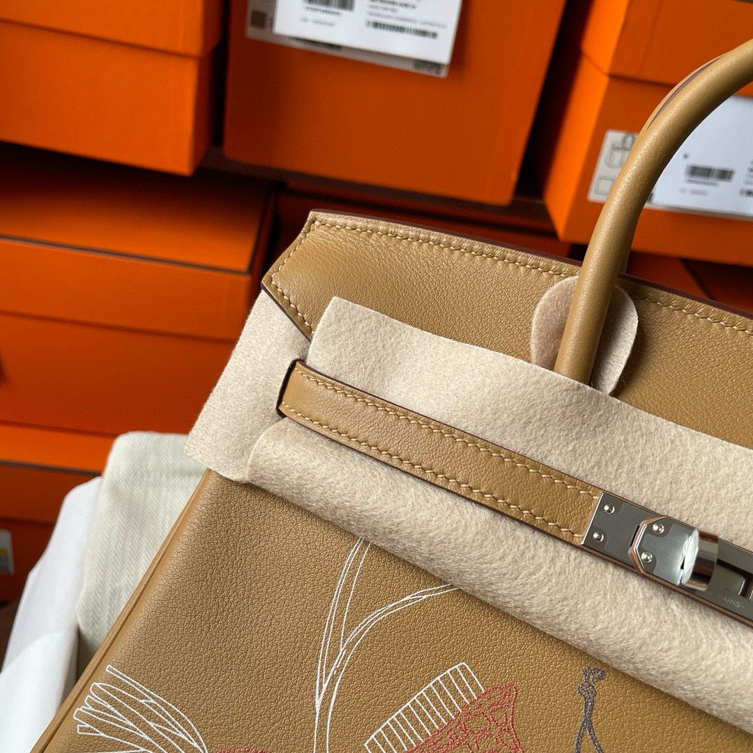 Hermes Birkin Inside Out 25 Bag in Biscuit Swift Calfskin - Image 6