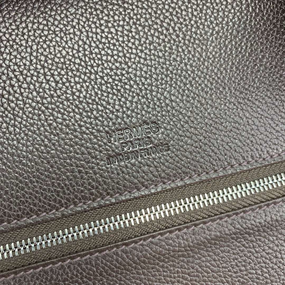 Hermes Birkin à l’envers 35 Bag in Ebene Clemence Leather and Canvas - Image 7