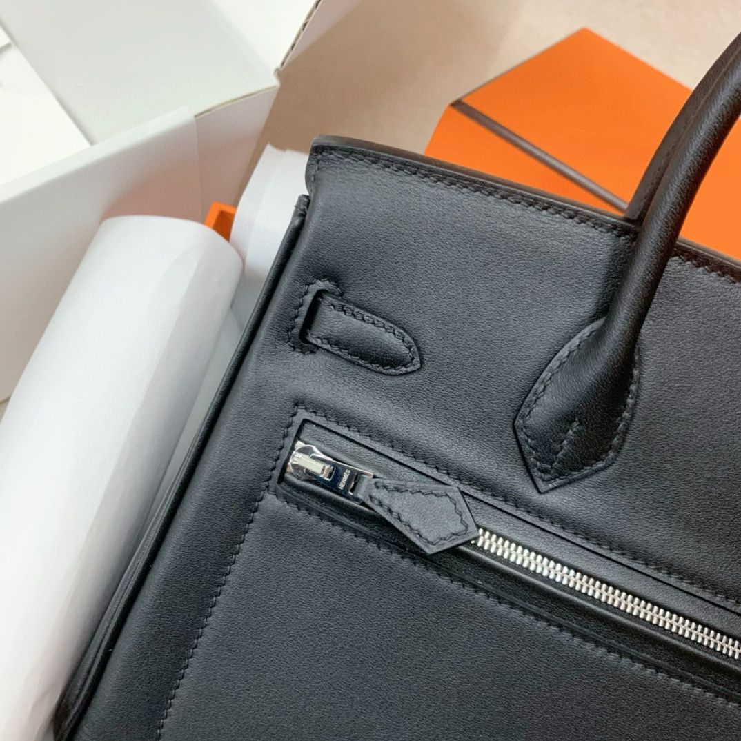 Hermes Birkin Rock 25 Handmade Bag in Black Volupto Leather - Image 10