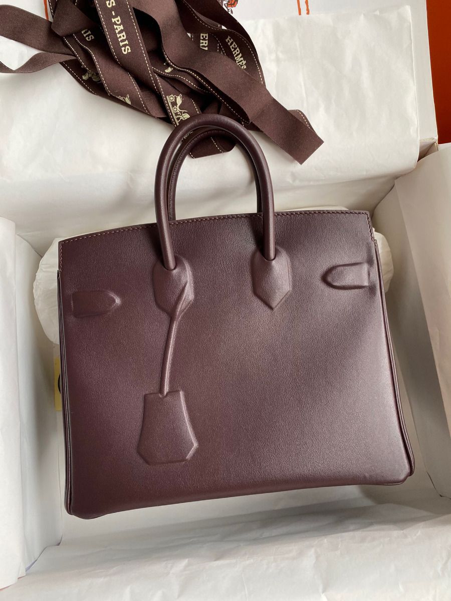 Hermes Shadow Birkin 25 Limited Edition Bag In Chocolat Swift Calfskin - Image 3