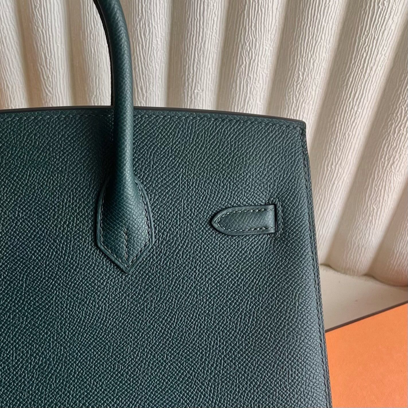 Hermes Birkin 25 Sellier Handmade Bag in Vert Cypres Epsom Calfskin - Image 6