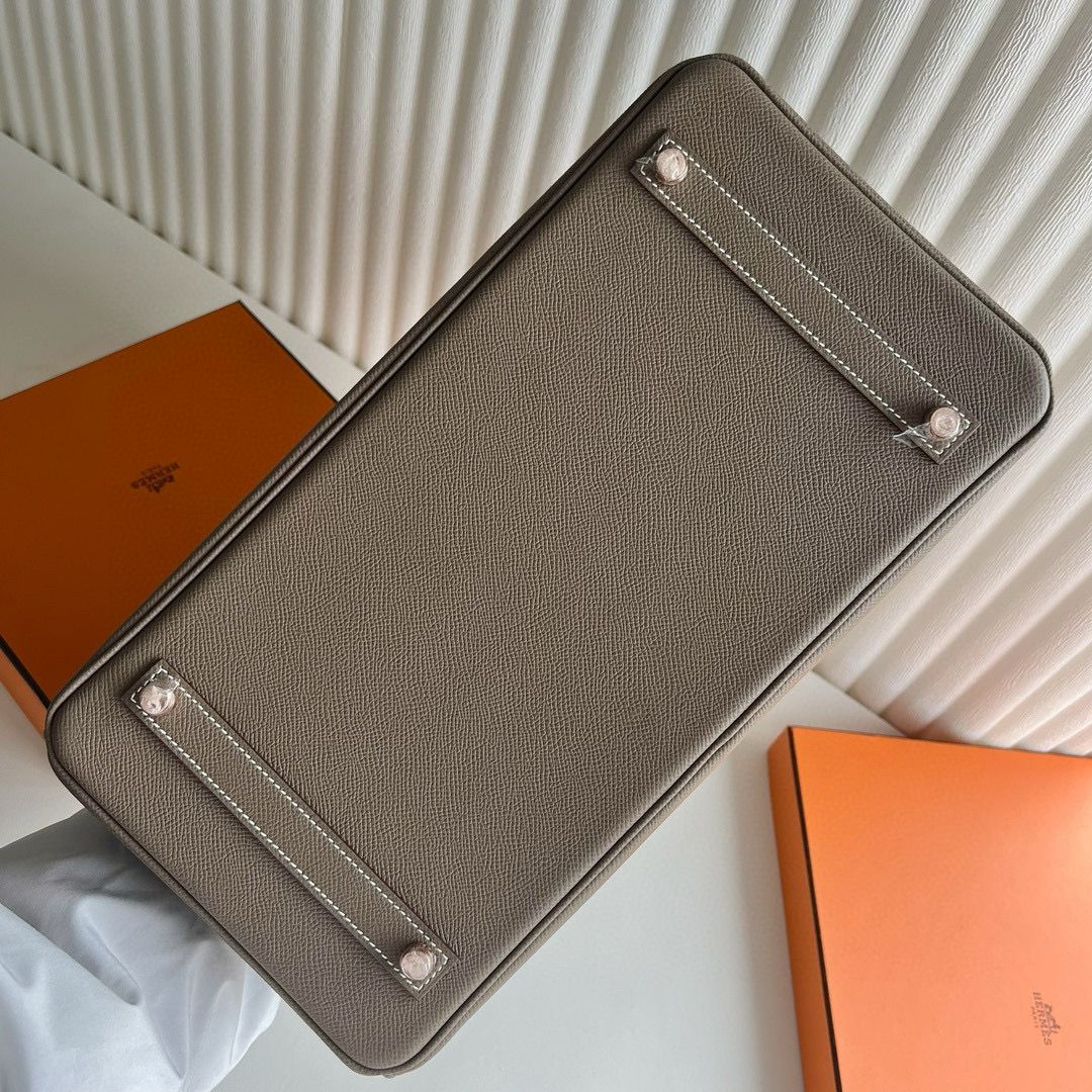 Hermes Birkin 35 Verso Retourne Handmade Bag in Etoupe Epsom Calfskin - Image 9