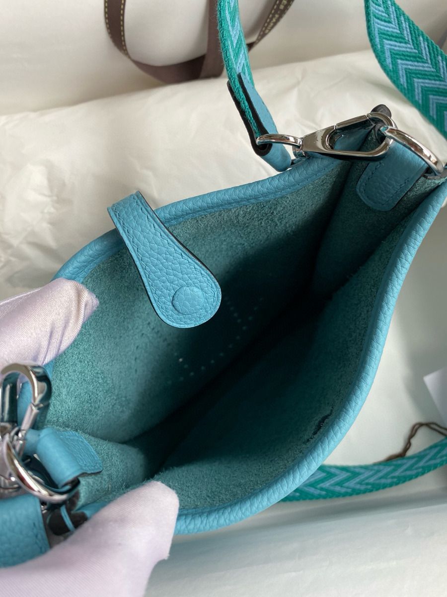 Hermes Evelyne Mini Handmade Bag in Blue du Nord Clemence Leather - Image 9