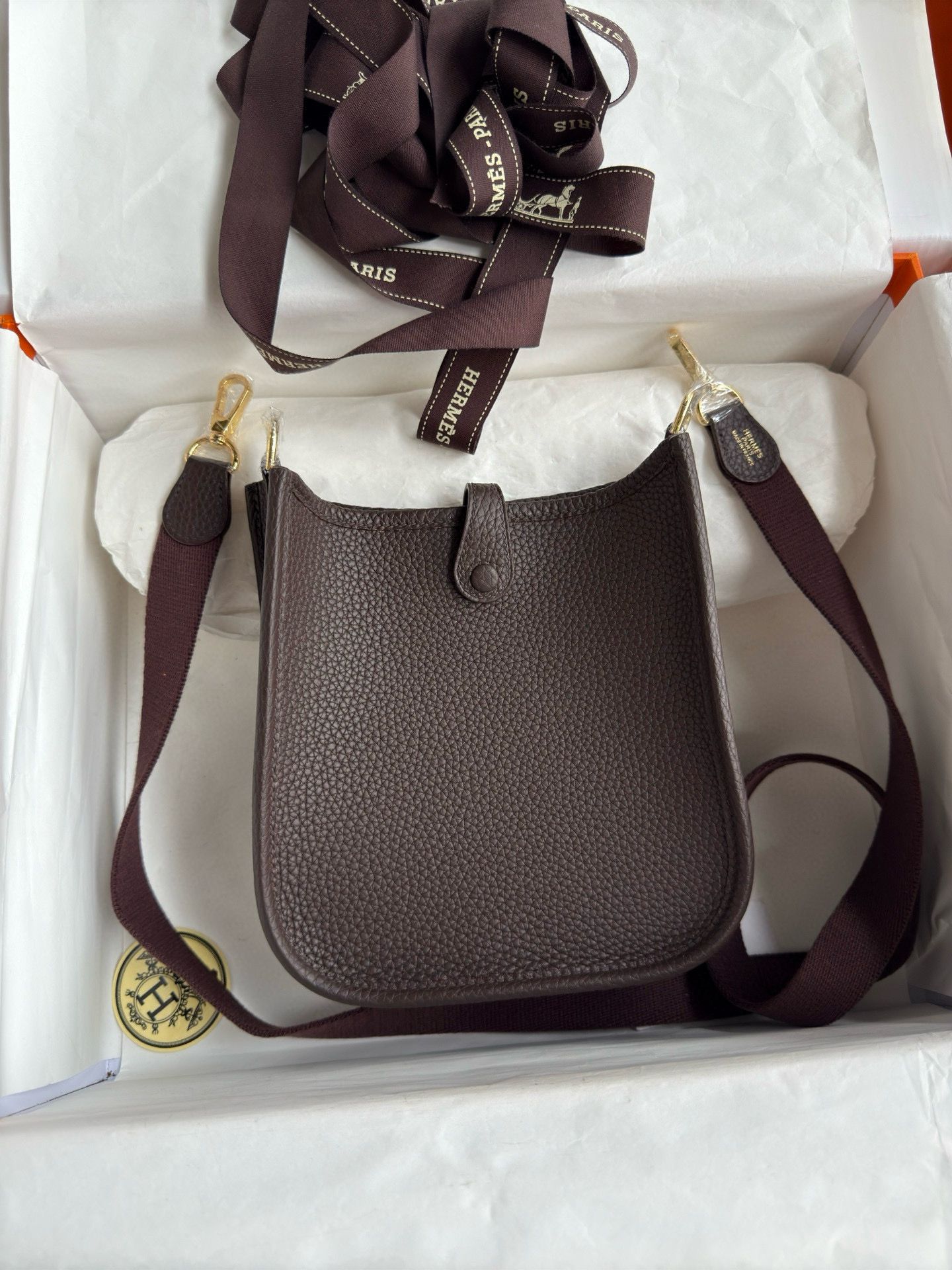 Hermes Evelyne Mini Handmade Bag in Ebene Clemence Leather - Image 3