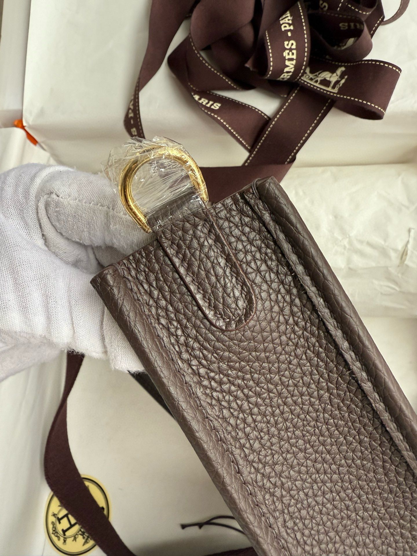 Hermes Evelyne Mini Handmade Bag in Ebene Clemence Leather - Image 8