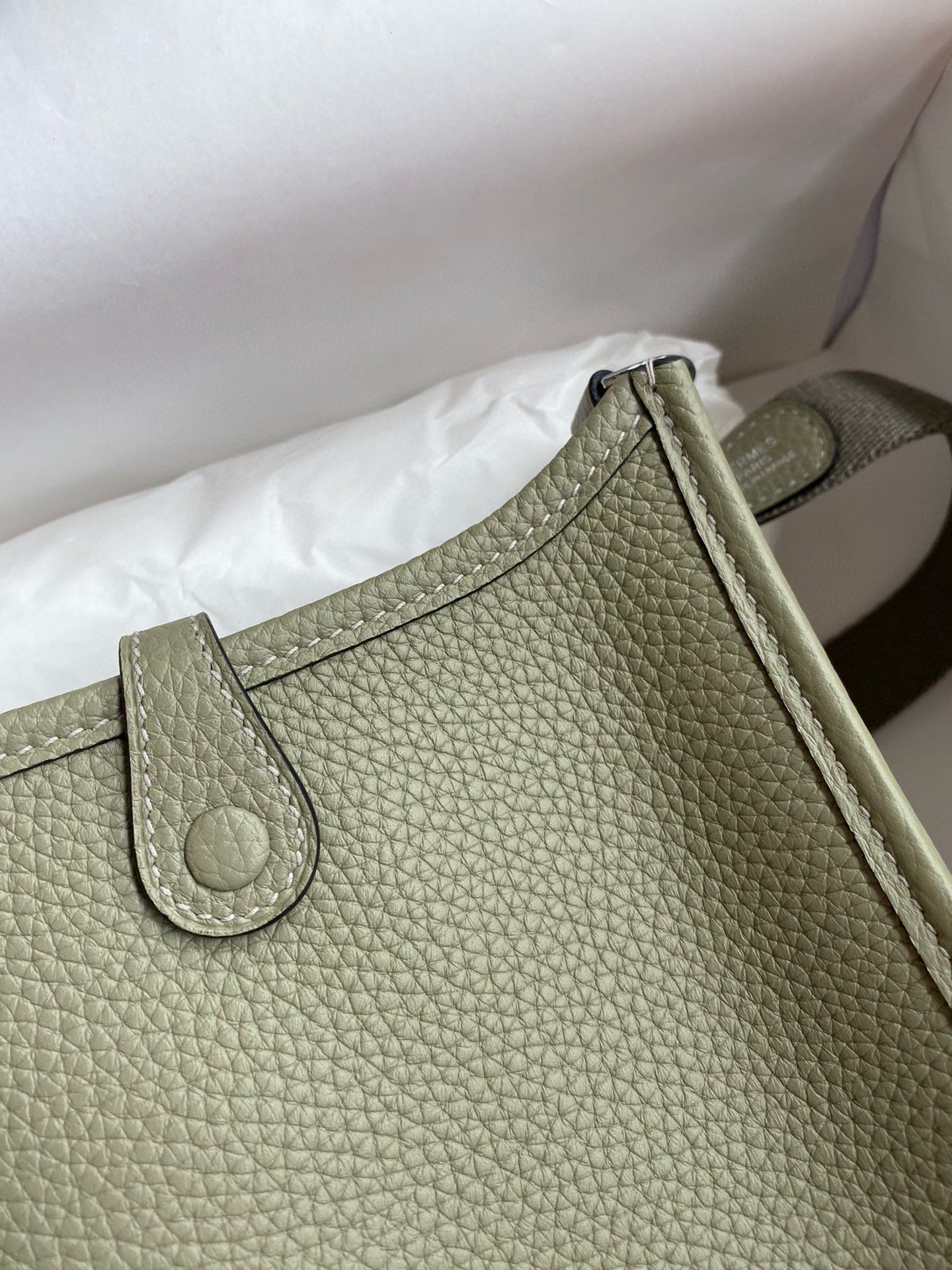 Hermes Evelyne Mini Handmade Bag in Sauge Clemence Leather - Image 7