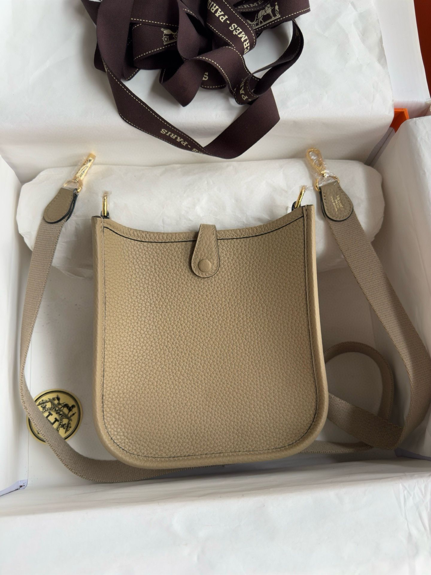 Hermes Evelyne Mini Handmade Bag in Trench Clemence Leather - Image 3