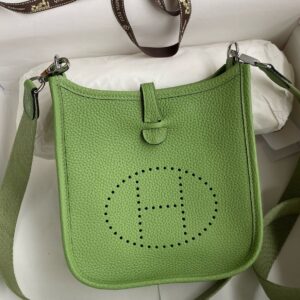 Hermes Evelyne Mini Handmade Bag in Vert Criquet Clemence Leather