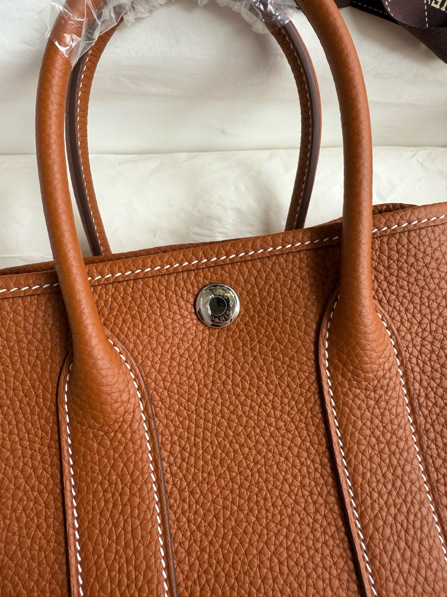 Hermes Neo Garden Party 23 Handmade Bag in Gold Clemence Leather