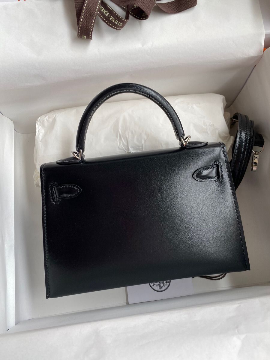 Hermes Kelly Mini II Sellier Handmade Bag In Black Box Calfskin - Image 3
