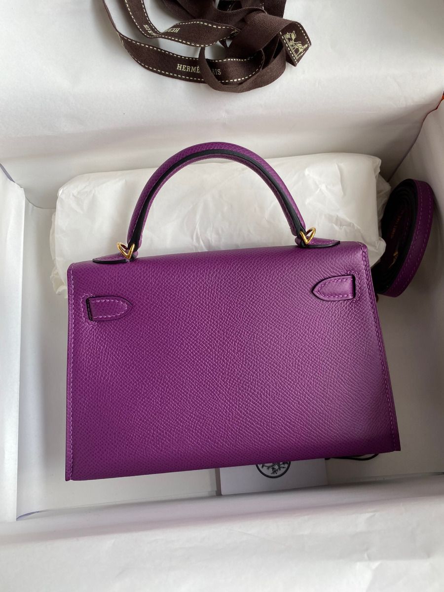 Hermes Kelly Mini II Sellier Handmade Bag In Anemone Epsom Calfskin - Image 3