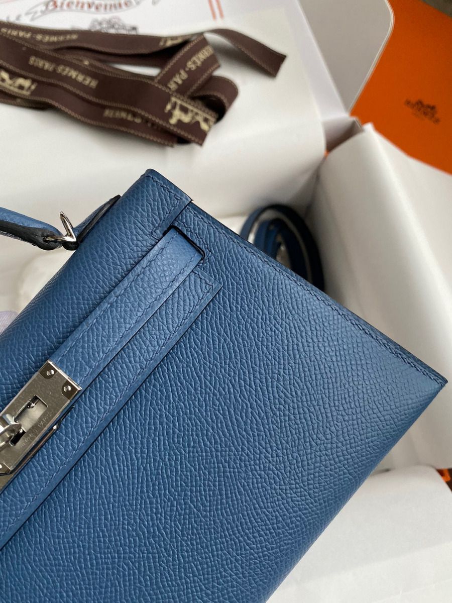Hermes Kelly Mini II Sellier Handmade Bag In Blue Agate Epsom Calfskin - Image 5