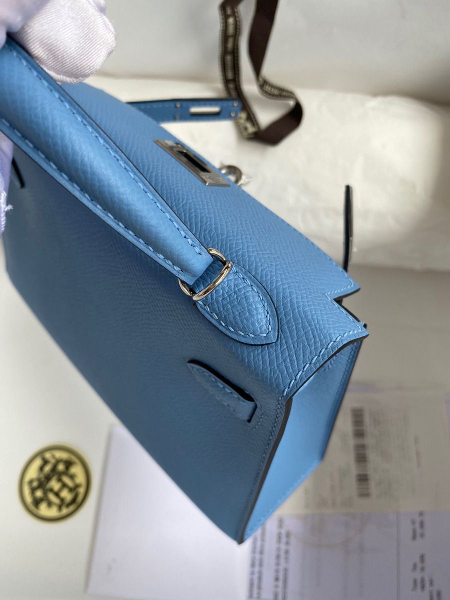 Hermes Kelly Mini II Sellier Handmade Bag In Blue Paradise Epsom Calfskin - Image 8