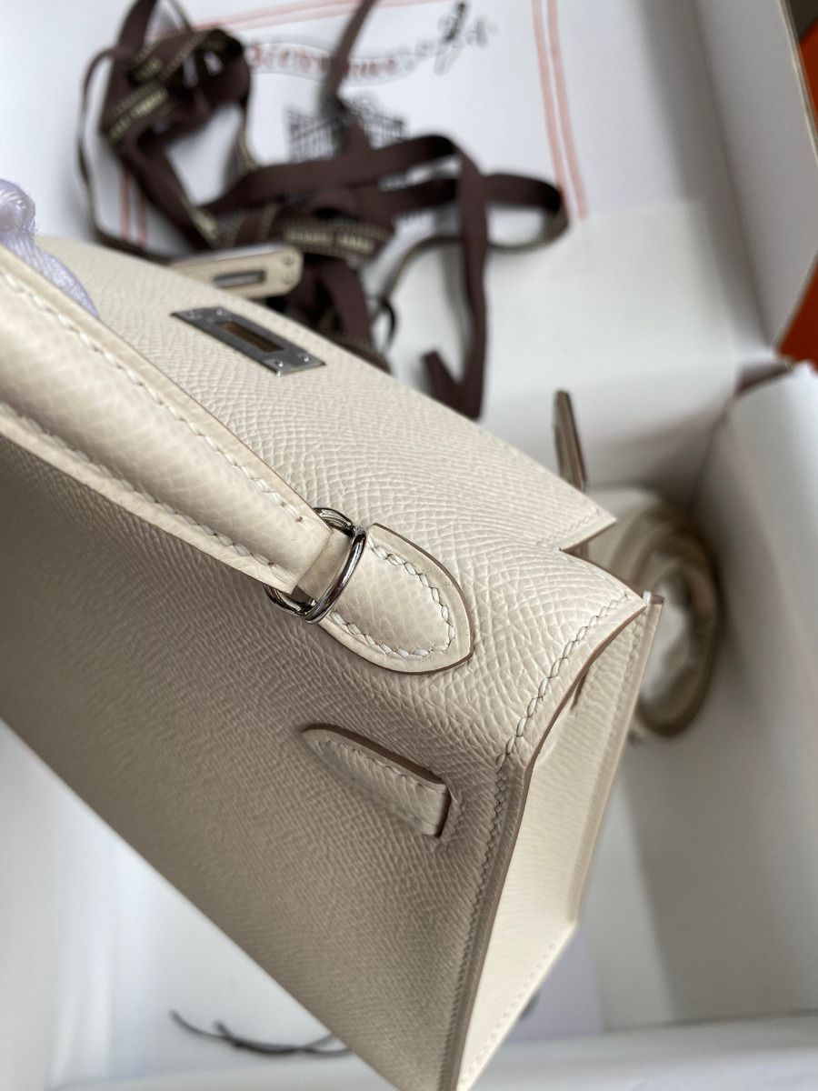 Hermes Kelly Mini II Sellier Handmade Bag In Craie Epsom Calfskin - Image 8