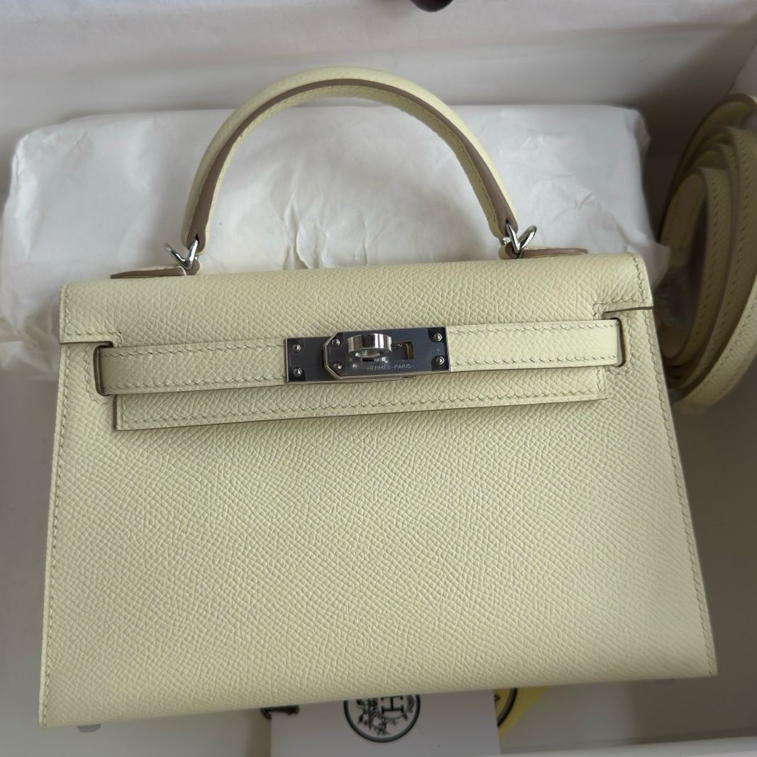 Hermes Kelly Mini II Sellier Handmade Bag in Jaune Milton Epsom Calfskin