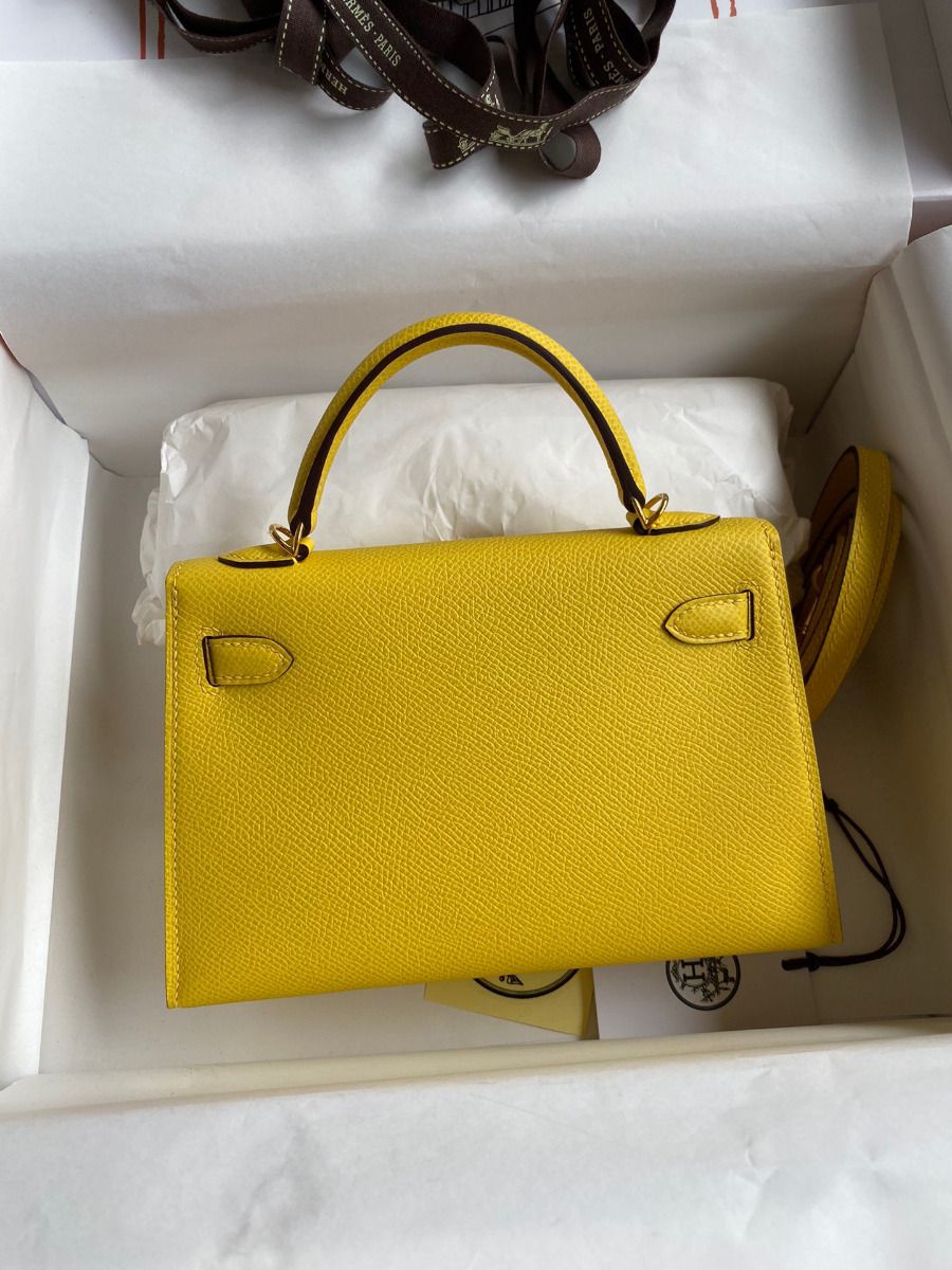 Hermes Kelly Mini II Sellier Handmade Bag In Jaune de Naples Epsom Calfskin - Image 3
