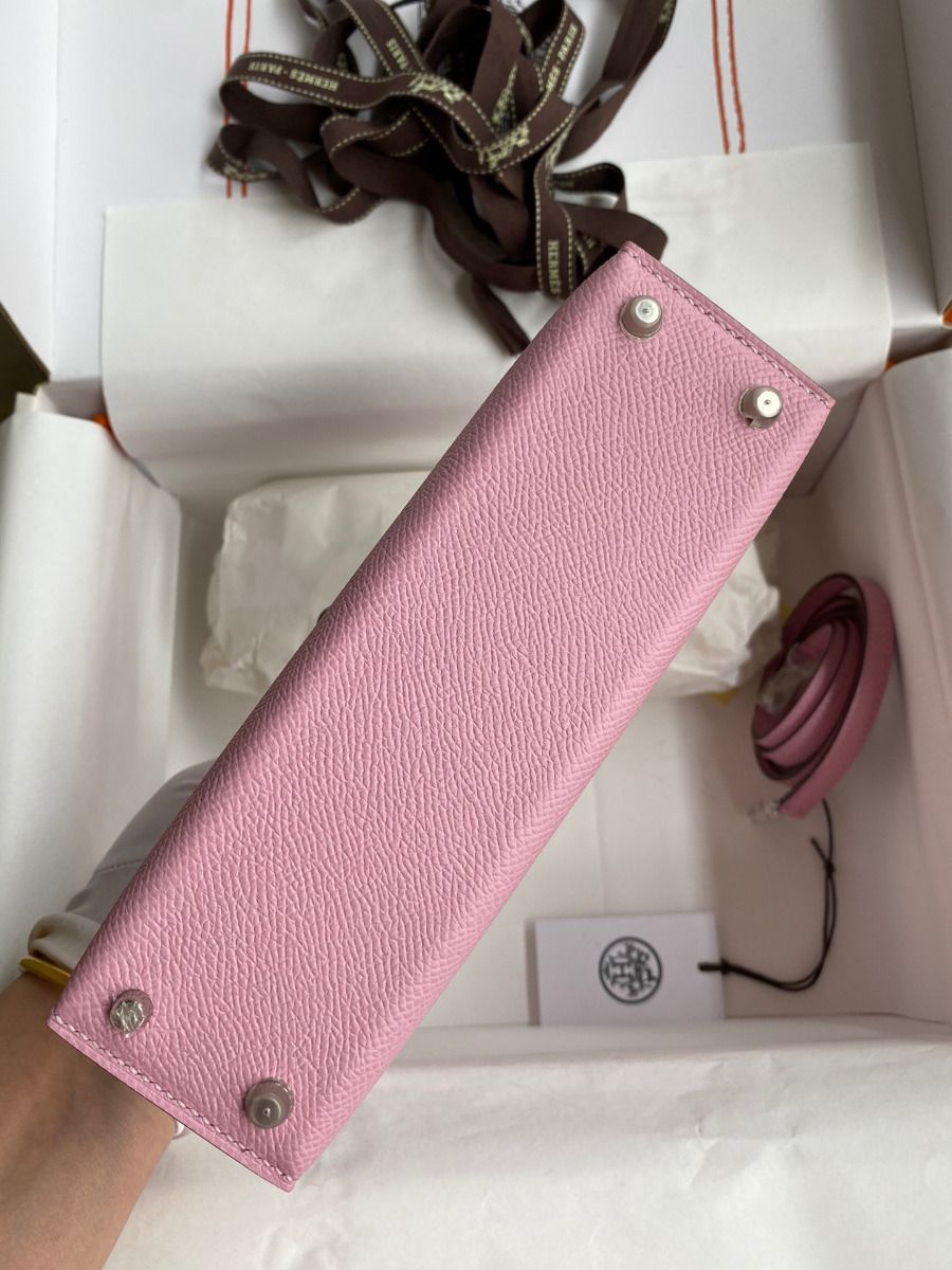 Hermes Kelly Mini II Sellier Handmade Bag In Mauve Sylvestre Epsom Calfskin - Image 4
