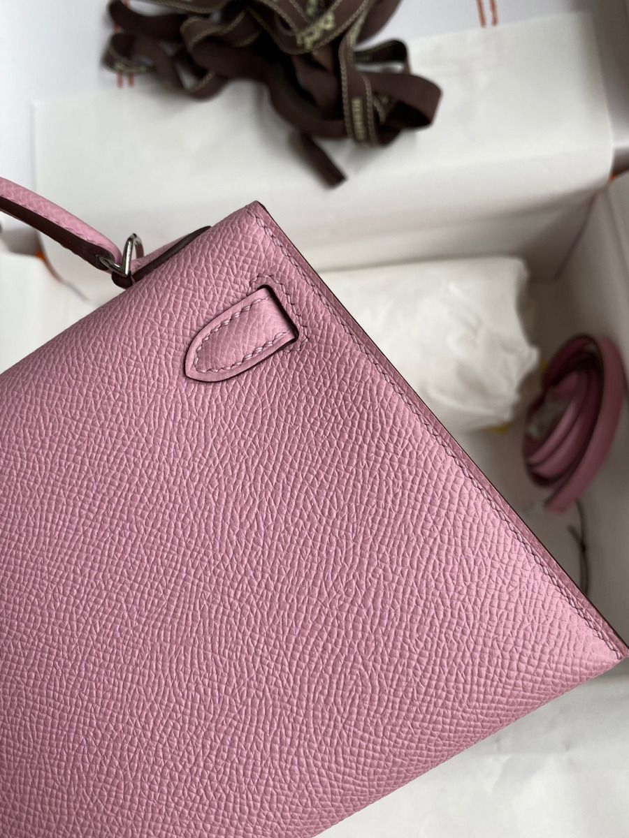Hermes Kelly Mini II Sellier Handmade Bag In Mauve Sylvestre Epsom Calfskin - Image 6