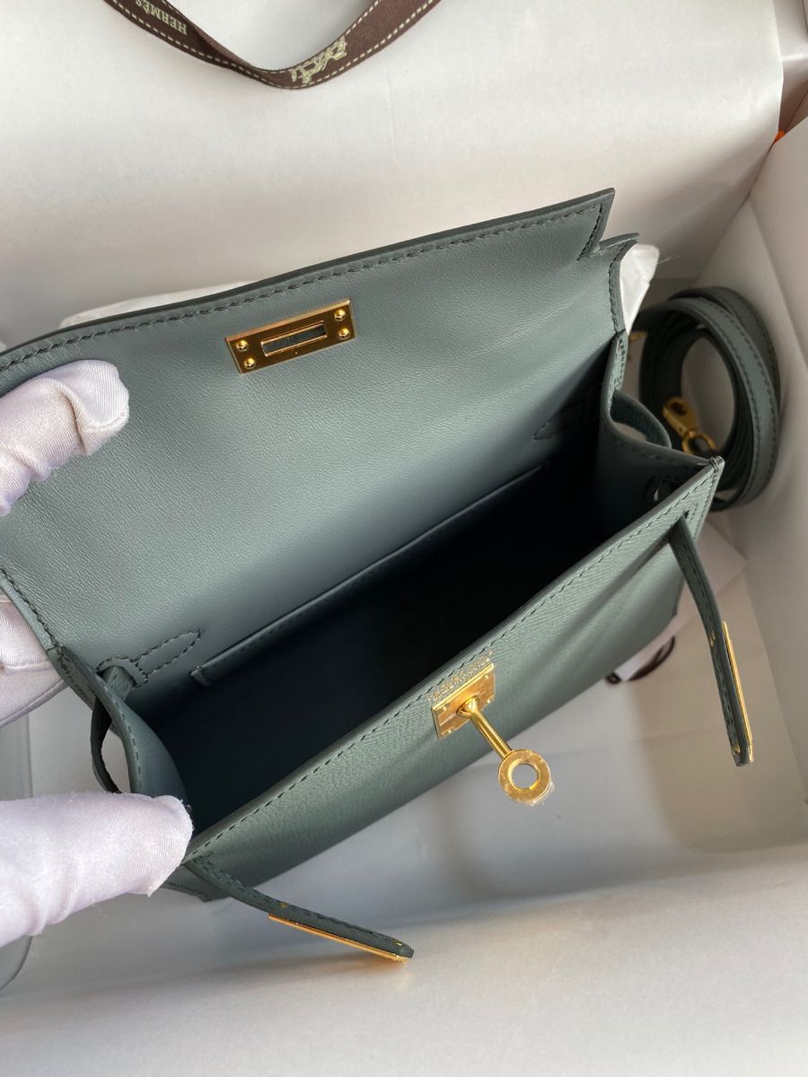 Hermes Kelly Mini II Sellier Handmade Bag In Vert Amande Epsom Calfskin - Image 10