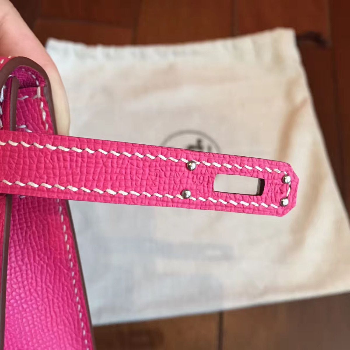 Hermes Kelly Mini II Handmade Bag In Rose Tyrien Epsom Leather - Image 7