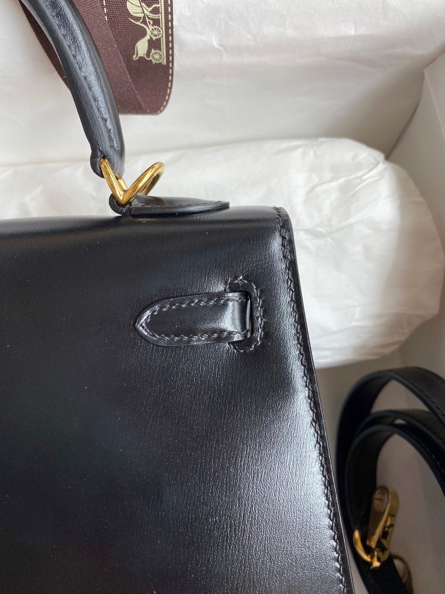Hermes Kelly Sellier 25 Handmade Bag In Black Box Calfskin - Image 5