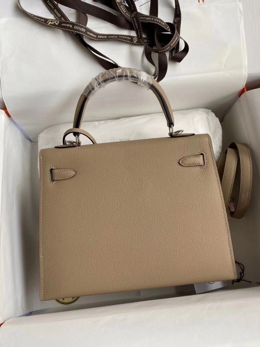 Hermes Kelly Sellier 25 Handmade Bag In Trench Epsom Calfskin - Image 3