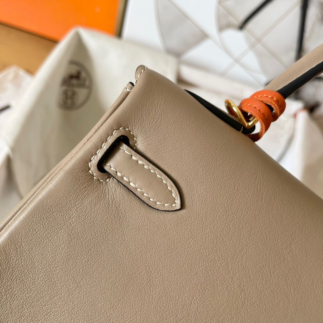 Hermes Kelly Retourne 25 Handmade Bag In Grey Swift Calfskin - Image 5