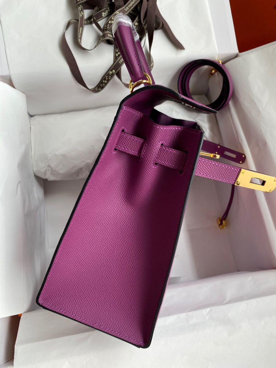 Hermes Kelly Sellier 28 Handmade Bag In Anemone Epsom Calfskin - Image 6