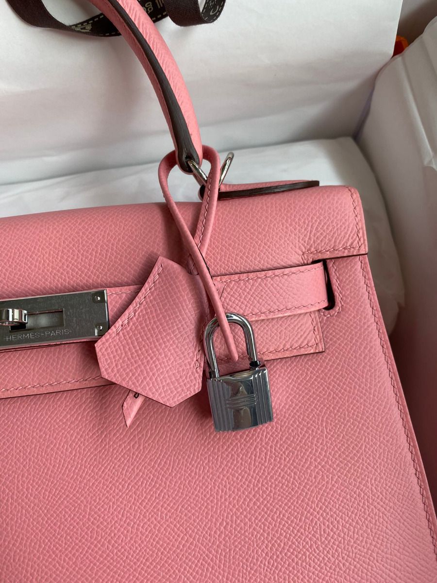 Hermes Kelly Sellier 28 Handmade Bag In Rose Confetti Epsom Calfskin - Image 4