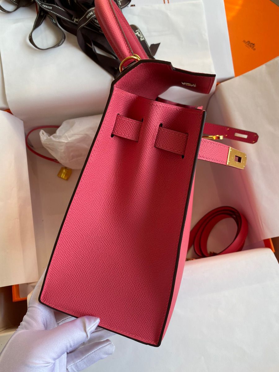 Hermes Kelly Sellier 28 Handmade Bag In Rose Lipstick Epsom Calfskin - Image 10