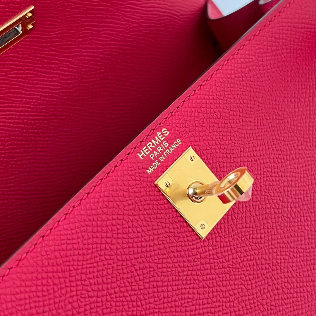 Hermes Kelly Sellier 28 Handmade Bag In Rose Extreme Epsom Calfskin - Image 10