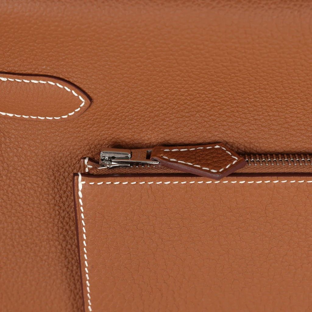 Hermes Kelly 42 Maxi Handmade Bag in Gold Clemence Leather - Image 11