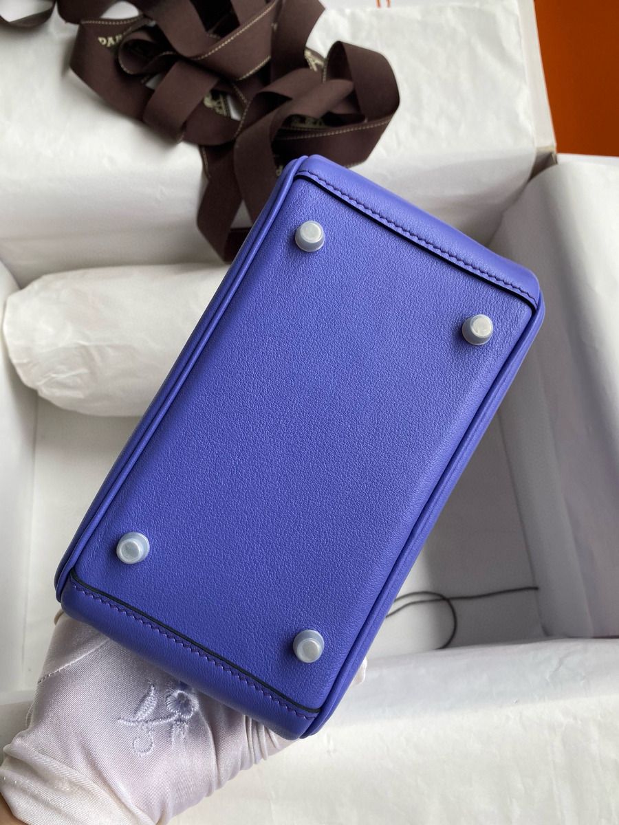 Hermes Mini Lindy Handmade Bag In Lilas Swift Leather - Image 8