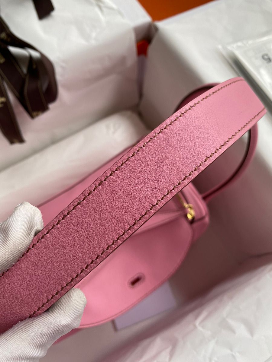 Hermes Lindy 26 Handmade Bag In Rose Confetti Swift Calfskin - Image 8