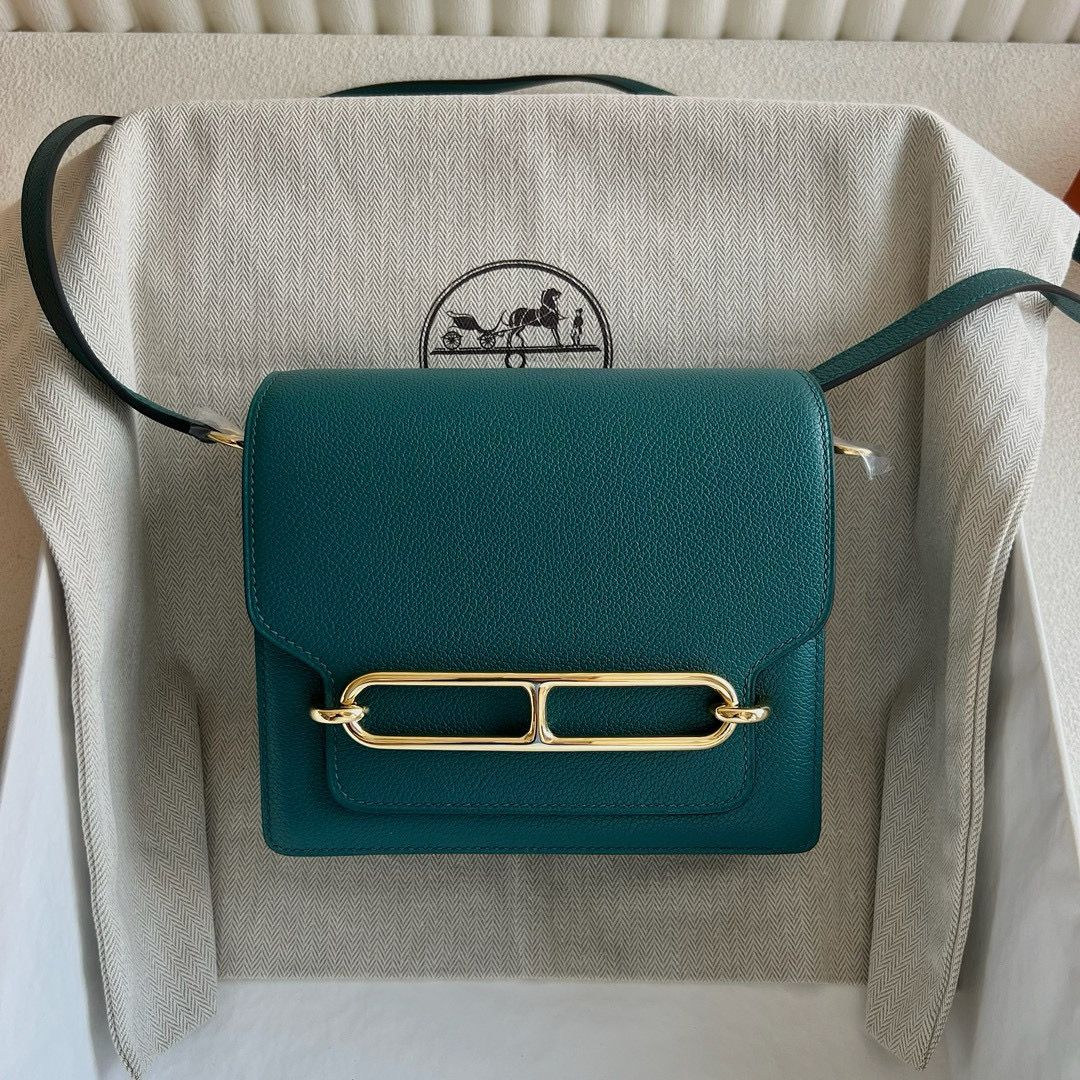 Hermes Roulis Mini 18 Bag in Vert Bosphore Evercolor Calfskin - Image 9